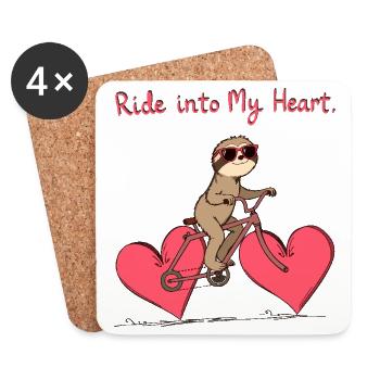 Faultier reitet herzförmiges Fahrrad Valentinstag - Untersetzer (4er-Set) - Weiß - Vorne