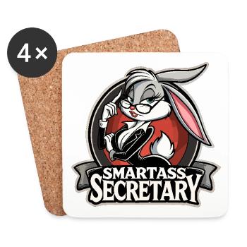 Smartass Secretary Bunny Cadeau drôle - Dessous de verre (lot de 4) - blanc - Devant
