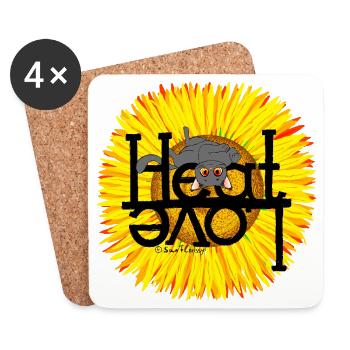 Sommer-Katze Heat Love - Untersetzer (4er-Set) - Weiß - Vorne