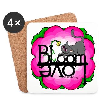 Spring Cat Spring Love - Coasters (set of 4) - white - Front