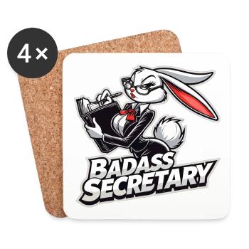 Badass Secrétaire Lapin Drôle Cadeau - Dessous de verre (lot de 4) - blanc - Devant