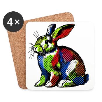Kaninchen - Untersetzer (4er-Set) - Weiß - Vorne