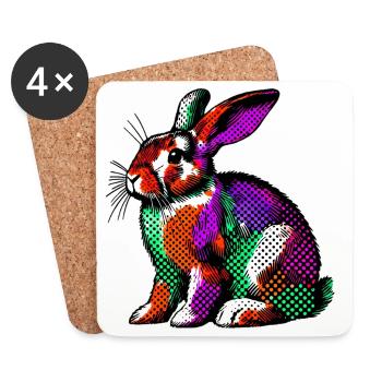 Kaninchen - Untersetzer (4er-Set) - Weiß - Vorne