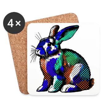 Lapin - Dessous de verre (lot de 4) - blanc - Devant