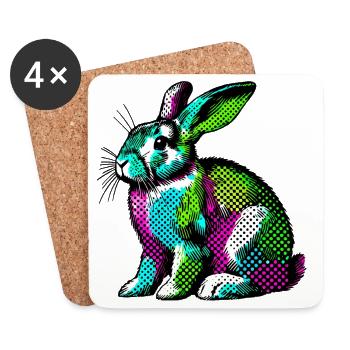 Lapin - Dessous de verre (lot de 4) - blanc - Devant
