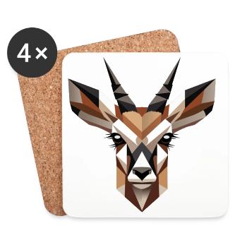 Geometric antelope head – elegance and wilderness - Coasters (set of 4) - white - Front