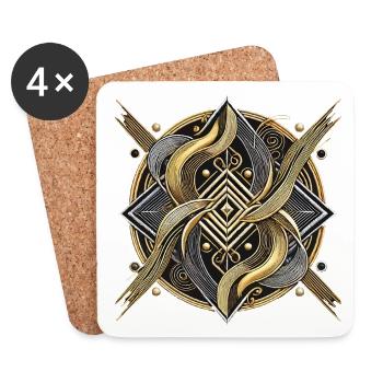 Mystisches geometrisches Design der goldenen Schlange - Untersetzer (4er-Set) - Weiß - Vorne