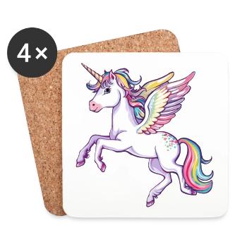 Rainbow Wings Unicorn - Coasters (set of 4) - white - Front
