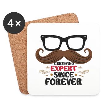 Expert certifié depuis toujours - Dessous de verre (lot de 4) - blanc - Devant