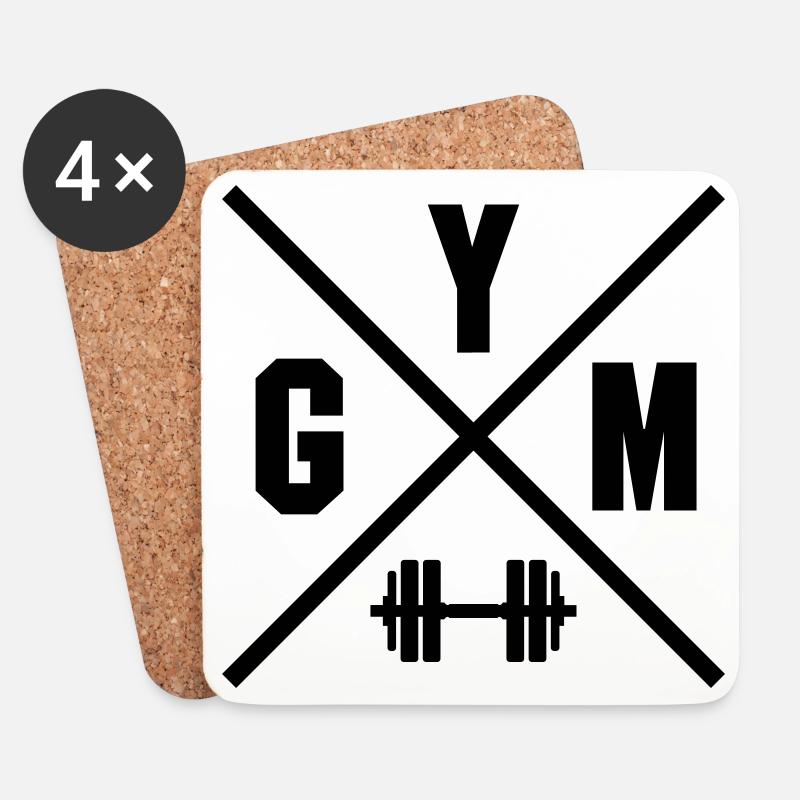 GYM Kreuz - Workout - Untersetzer (4er-Set) - Weiß