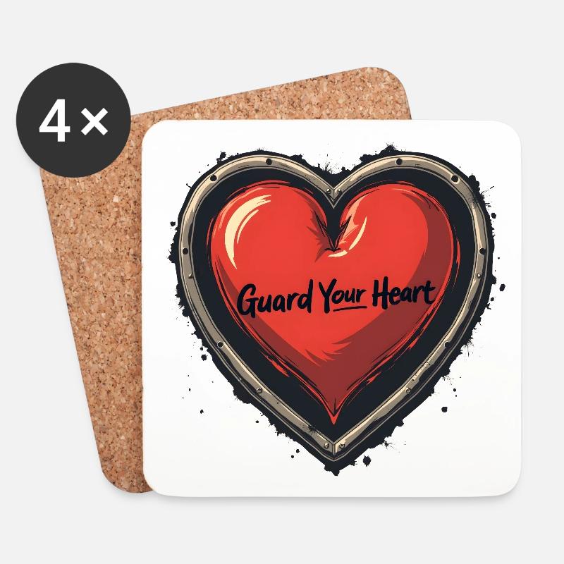 Guard Your Heart - Untersetzer (4er-Set) - Weiß
