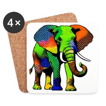 Éléphant - Dessous de verre (lot de 4) - blanc - Devant