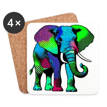 Éléphant - Dessous de verre (lot de 4) - blanc - Devant