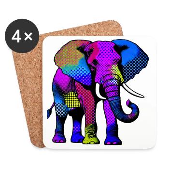 Éléphant - Dessous de verre (lot de 4) - blanc - Devant