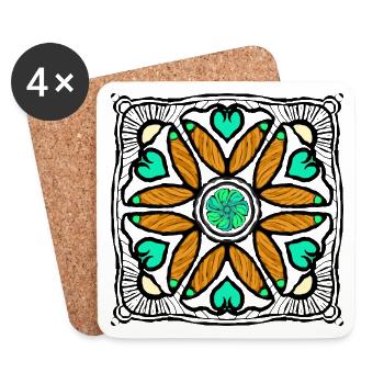 Pop art flower with hearts - Coasters (set of 4) - white - Front