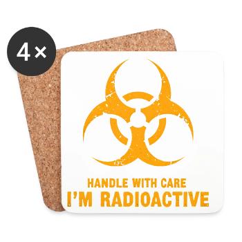 Handle with Care, I'm Radioactive - Coasters (set of 4) - white - Front