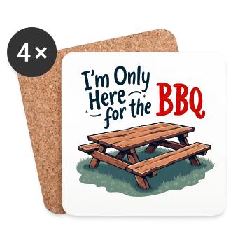 Only Here for the BBQ - Coasters (set of 4) - white - Front