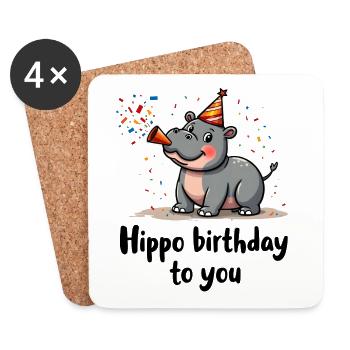 Anniversaire hippopotame à vous - Dessous de verre (lot de 4) - blanc - Devant