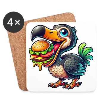 Fantaisiste Dodo Burger Cheeseburger Restauration rapide - Dessous de verre (lot de 4) - blanc - Devant