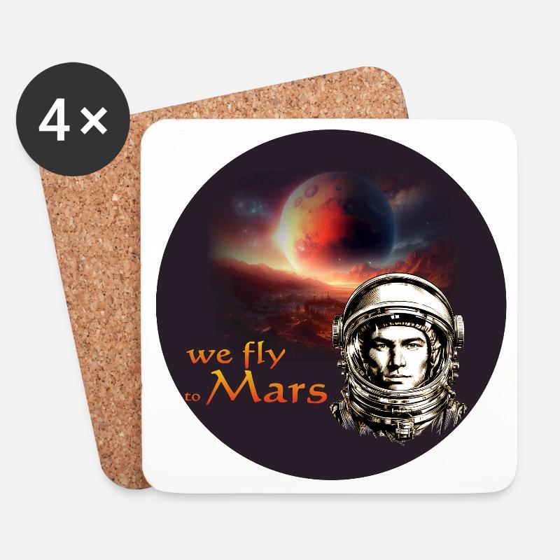 Marsflug Retro Astronaut - Untersetzer (4er-Set) - Weiß