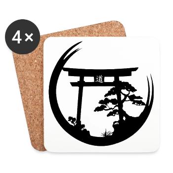 Ambiance japonaise (noir) - Dessous de verre (lot de 4) - blanc - Devant