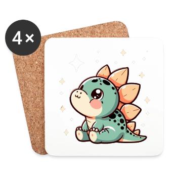 Stegosaurus Baby Dino Babydino Star Gift - Coasters (set of 4) - white - Front