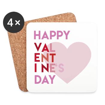 Happy Valentines Day - Untersetzer (4er-Set) - Weiß - Vorne