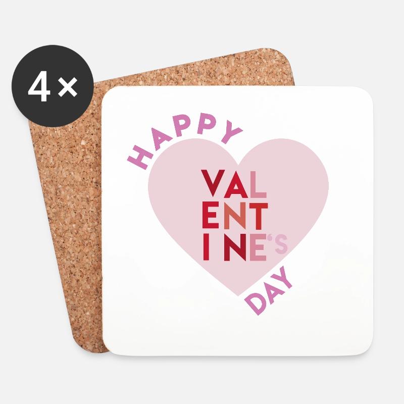 Happy Valentines Day 2 - Untersetzer (4er-Set) - Weiß