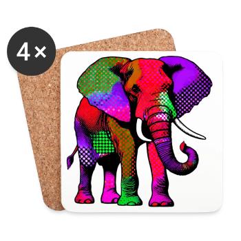 Éléphant - Dessous de verre (lot de 4) - blanc - Devant
