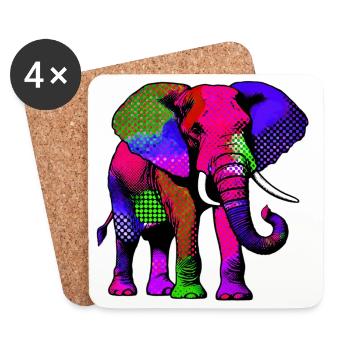 Éléphant - Dessous de verre (lot de 4) - blanc - Devant