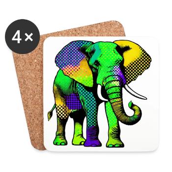 Éléphant - Dessous de verre (lot de 4) - blanc - Devant