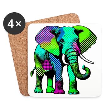 Elephant - Coasters (set of 4) - white - Front