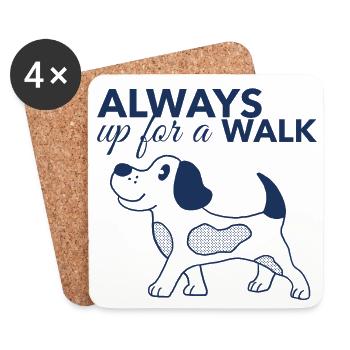 Toujours prêt à se promener – Chemise pour amoureux des chiens - Dessous de verre (lot de 4) - blanc - Devant