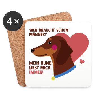 Mein Hund liebt mich - Untersetzer (4er-Set) - Weiß - Vorne