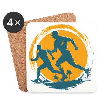 Marathonläufer - Untersetzer (4er-Set) - Weiß - Vorne