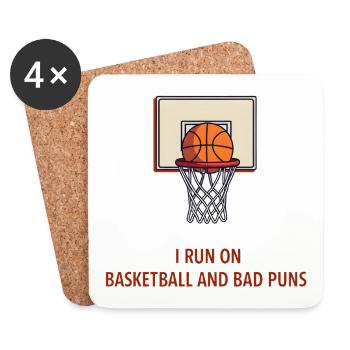 Courir sur le basket-ball et les mauvais jeux de mots - Dessous de verre (lot de 4) - blanc - Devant