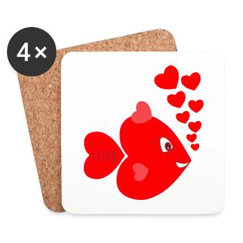 Love Hearts Fish - Coasters (set of 4) - white - Front