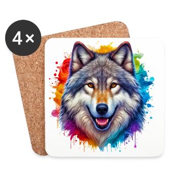 Wolf - Coasters (set of 4) - white - Front