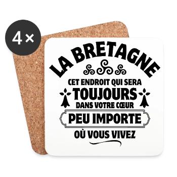 Bretagne, Breton, celte, je suis Breton - Dessous de verre (lot de 4) - blanc - Devant