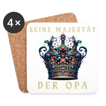 Seine Majestät der Opa Krone - Untersetzer (4er-Set) - Weiß - Vorne