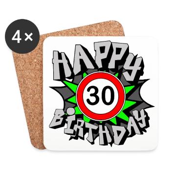 30th Birthday , Airbrush Happy 30 (25) - Coasters (set of 4) - white - Front