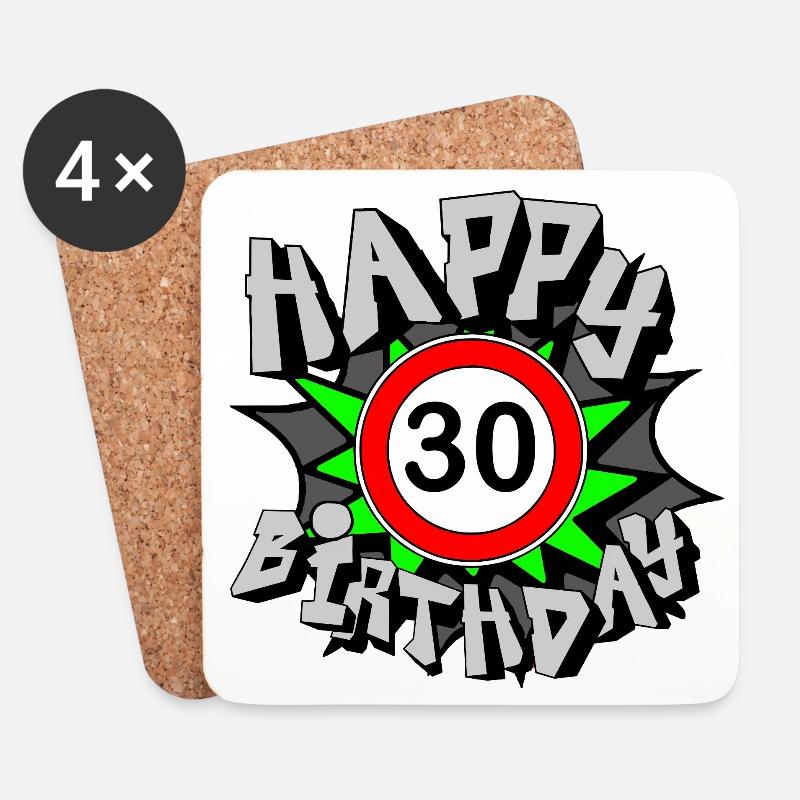 30. Geburtstag , Airbrush Happy 30 (25) - Untersetzer (4er-Set) - Weiß