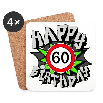 60. Geburtstag , 60 Happy Birthday (25) - Untersetzer (4er-Set) - Weiß - Vorne
