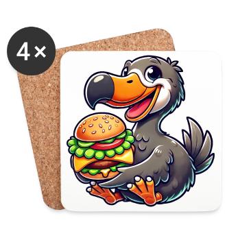 Fantaisiste Dodo Burger Cheeseburger de restauration rapide - Dessous de verre (lot de 4) - blanc - Devant