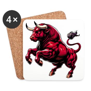 Stier - Untersetzer (4er-Set) - Weiß - Vorne