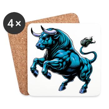 Stier - Untersetzer (4er-Set) - Weiß - Vorne