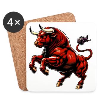 Stier - Untersetzer (4er-Set) - Weiß - Vorne