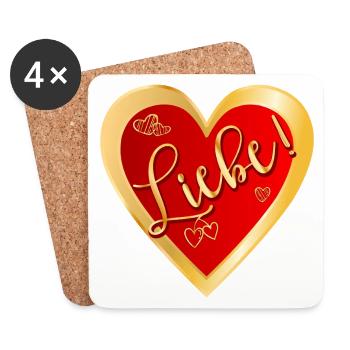 HERZ SYMBOLE LIEBE - Untersetzer (4er-Set) - Weiß - Vorne