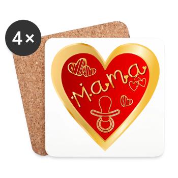 MAMA HERZ BABY SCHWANGERSCHAFT VERKÜNDEN SCHNULLER - Untersetzer (4er-Set) - Weiß - Vorne