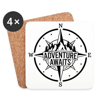 Mountains - Adventure Awaits - Coasters (set of 4) - white - Front